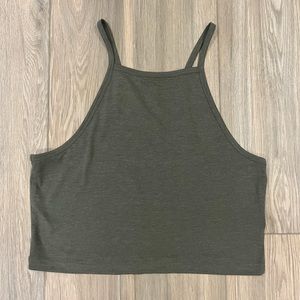 Green cropped tank top
